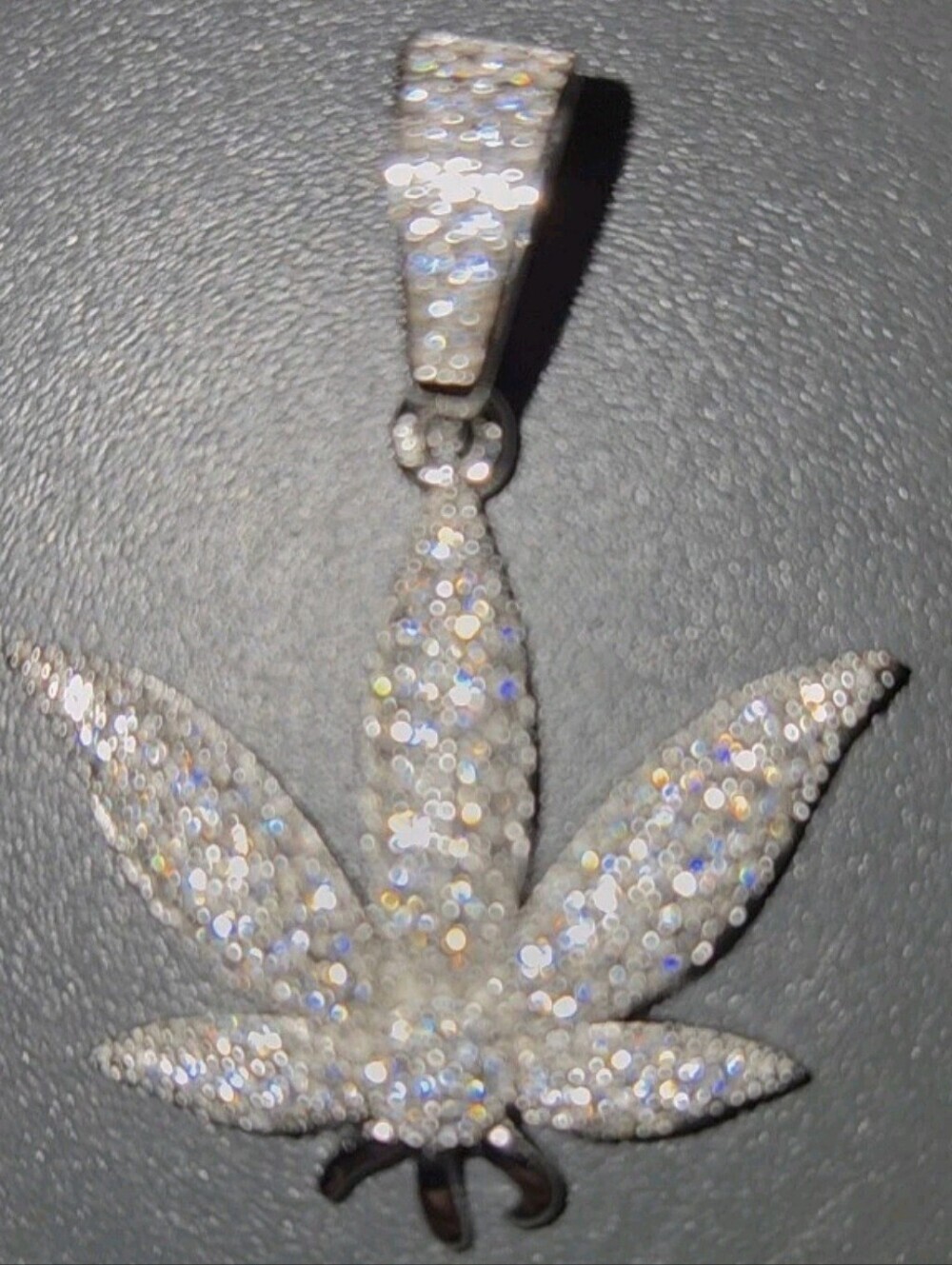 Moissanite Iced Out Marijuana Leaf Pendant 925 Sterling Silver NEW - Picture 10 of 10